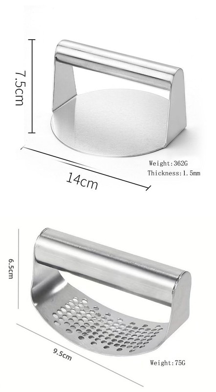 2PCS Set Stainless Steel 5.5 Inch Round Burger Meat, Press 1.5 Inch Garlic Set gallery