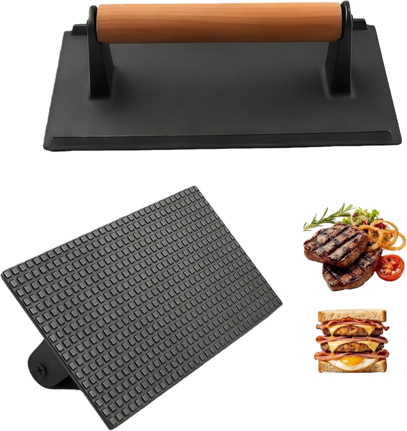 Cast Iron Grill Press 2lbs Meat Weight Smash Burger Bacon Press gallery