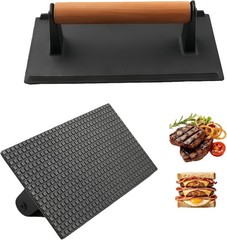 Cast Iron Grill Press 2lbs Meat Weight Smash Burger Bacon Press