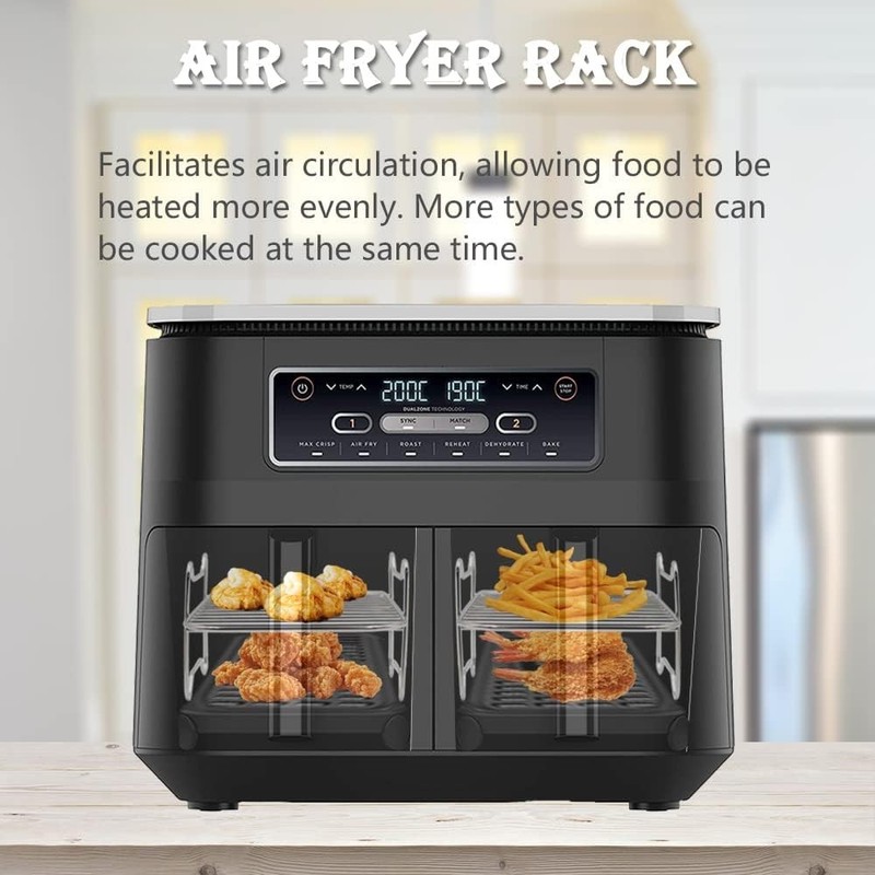 2pcs Air Fryer Rack Set with 100pcs 1, 2xRacks + 100xParchment Paper gallery