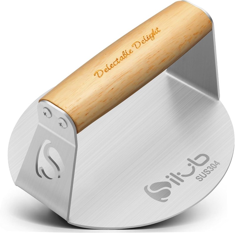 Stainless Steel Smashed Burger Press 6 Inch Round Burger Smasher Griddle Hamburg gallery