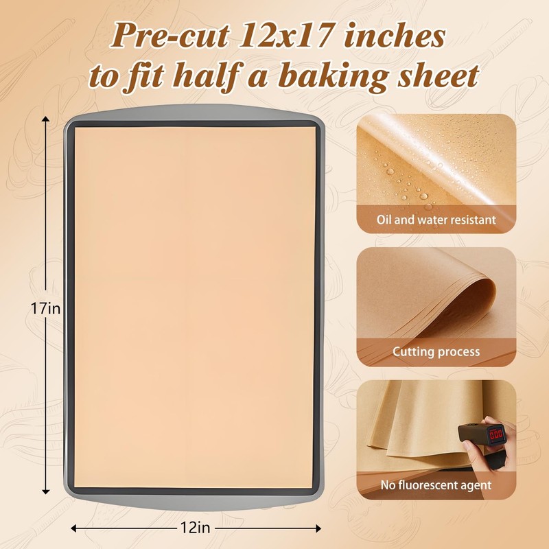300 Pcs Parchment Paper Sheets, 12x17 Inches Unbleached 12" x 17", parchment gallery