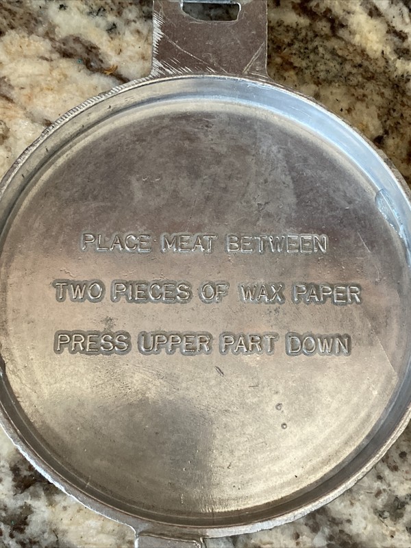 Vintage Farmhouse Cow Metal Hamburger Patty Press Embossed Kitchen Tool gallery