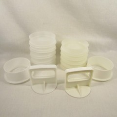 Tupperware Hamburger Press Lot #884 * 2 Handles, 10 Keeper Trays, 2 Ring Collars