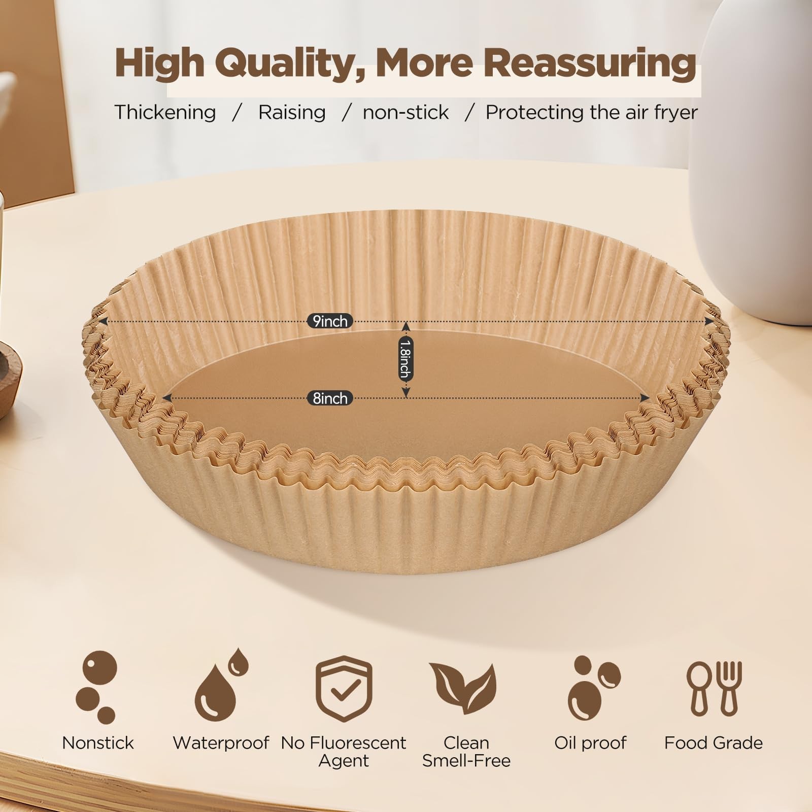 Air Fryer Liners Disposable, 200PCS Non-stick Oil 8inch-200PCS, Yellow gallery