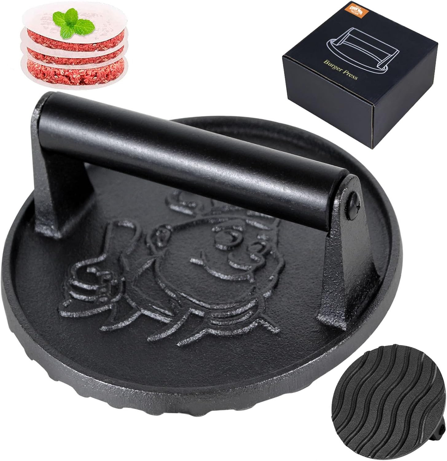Smash Burger Press-Heavy Duty Hamburger Press with Heat Insulation Handle-6 Inch gallery