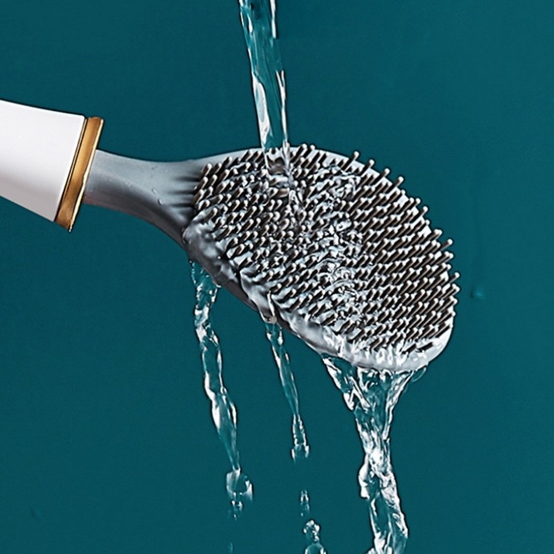 Silicone Toilet Brush with Minimalist Wall-Mount Holder for Contemporary Bath gallery