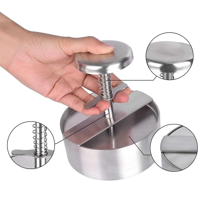 Manual Stainless Steel Burger Press for Juicy Patties Easy Kitchen Use gallery