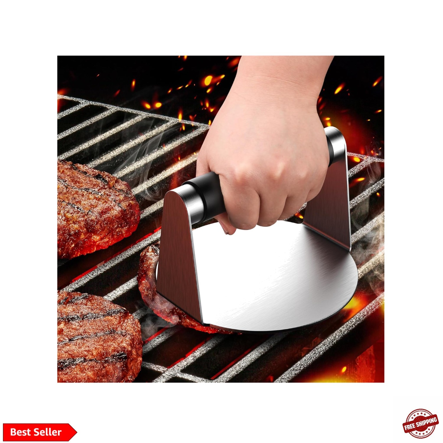 Smash Burger Press, Hamburger Smasher Tool for Griddle, Stainless Steel Ham P... gallery