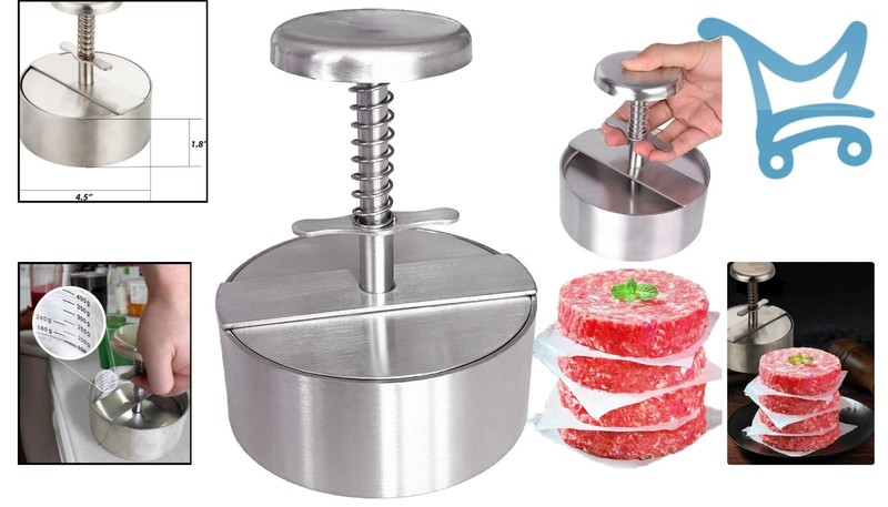 Stainless Steel Burger Press Hamburger Patty Maker Adjustable Flat Grill gallery