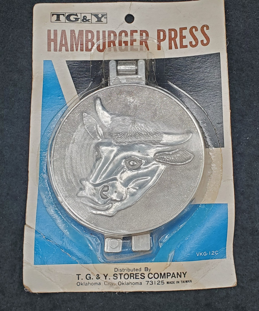 Vintage Hamburger Press Cow Steer Mold Patty Maker Aluminum Farmhouse 3.5" NEW