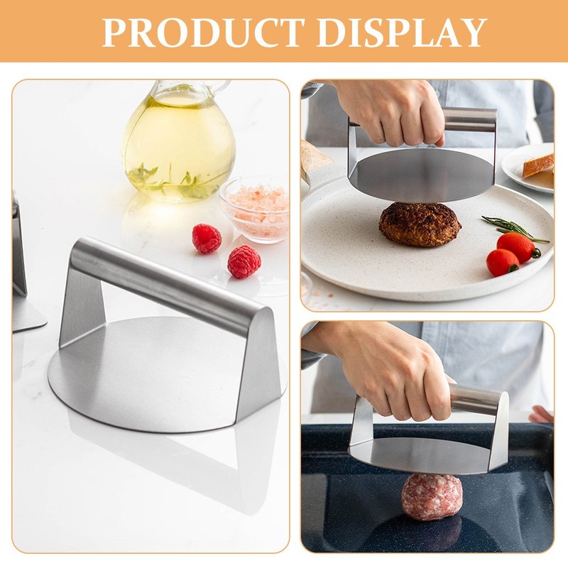 2 Pcs Stainless Steel Burger Smasher Hamburger Patty Maker Press gallery