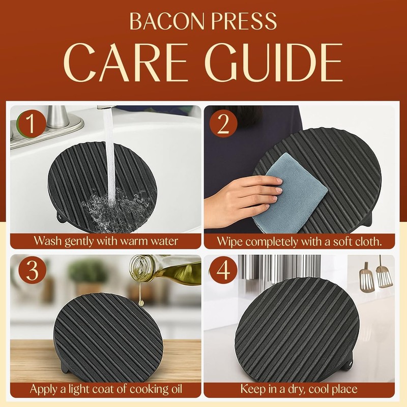 Bellemain Cast Iron Grill Press Heavy-duty Bacon Press Wood Handle 8.5" gallery