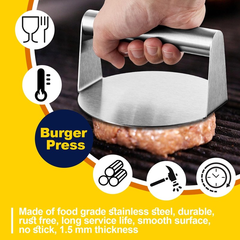 5.5 Inch Smash Burger Press, Stainless Steel Round Smasher for Flat Top Gridd... gallery