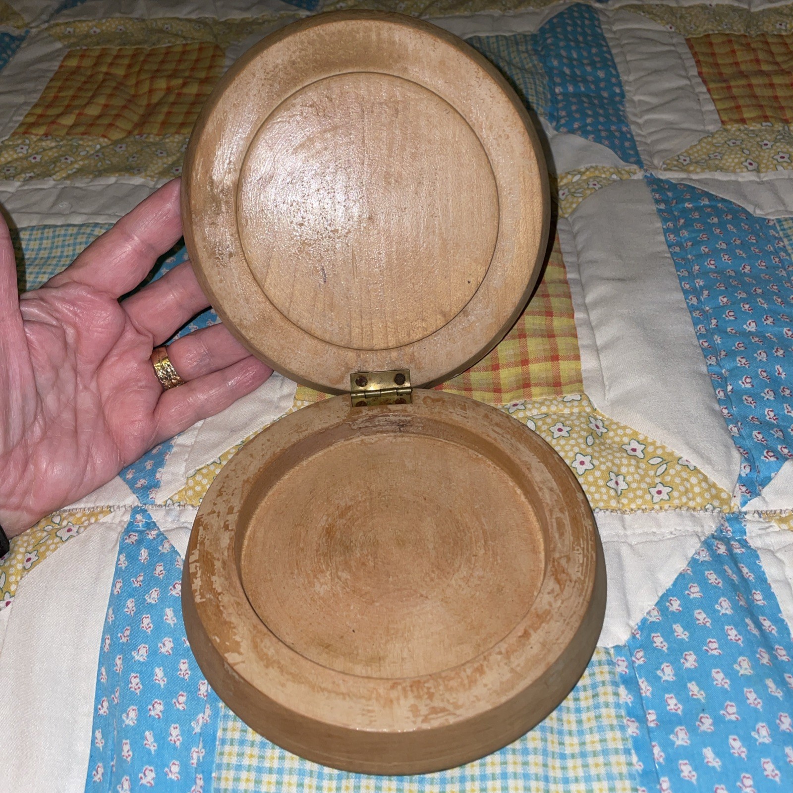 Vintage Mid- 20th Century Hand-painted Wooden Hamburger Press gallery