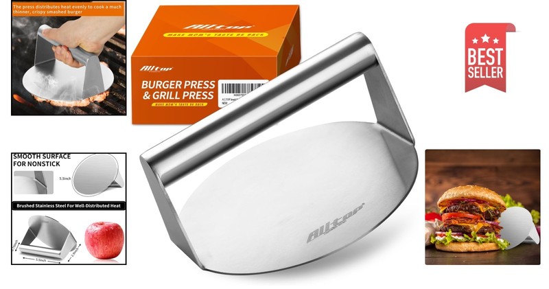 High-Quality Stainless Steel Burger Smasher - Effortless Patties Every Time gallery