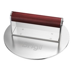 Brigii 8.5″ Stainless Steel Smashed Burger Press, Round Flat Edge Grill Press…