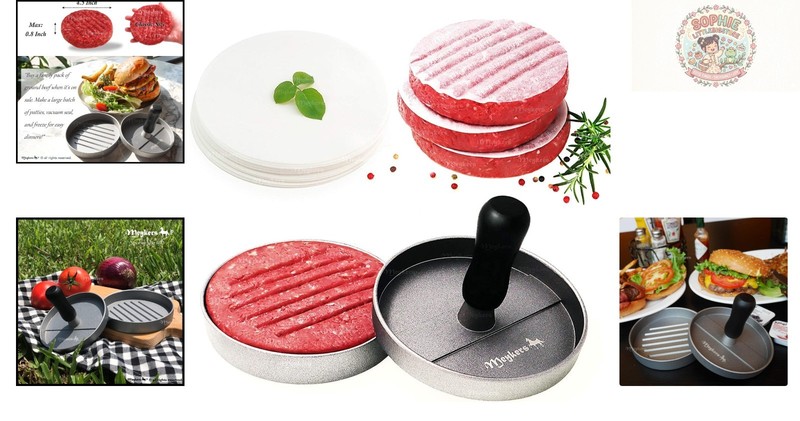 Elegant Burger Press Set with 100 Patty Papers - Perfect for All Grill Lovers gallery