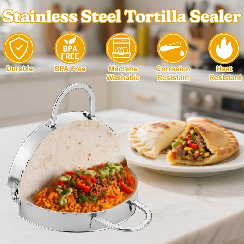 Stainless Steel Tortilla Sealer Crimper - Tacos Tortilla Maker for 6 Inch Bur... gallery