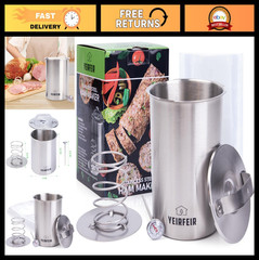 Stainless Steel Meat Press for Deli & Lunch Meats – Cooking Kit with Thermometer