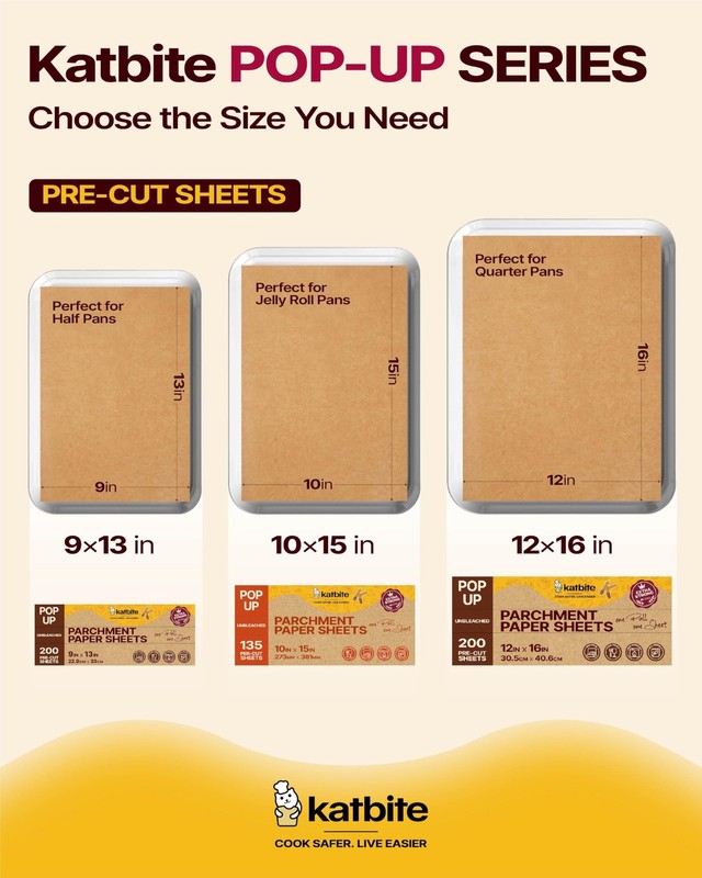 Katbite Parchment Paper Sheets Pop-Up 200 PCS, 9x13 In-200Pcs, Brown gallery