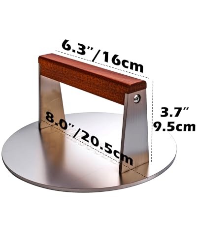 Smash Burger Press 8 Inch, 3.1 Lb Burger Smasher, Heatable for Searing 8" gallery