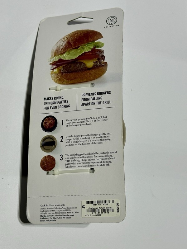 New Martha Stewart Cook Out! Burger Press 4.25in (11cm) Dia. gallery