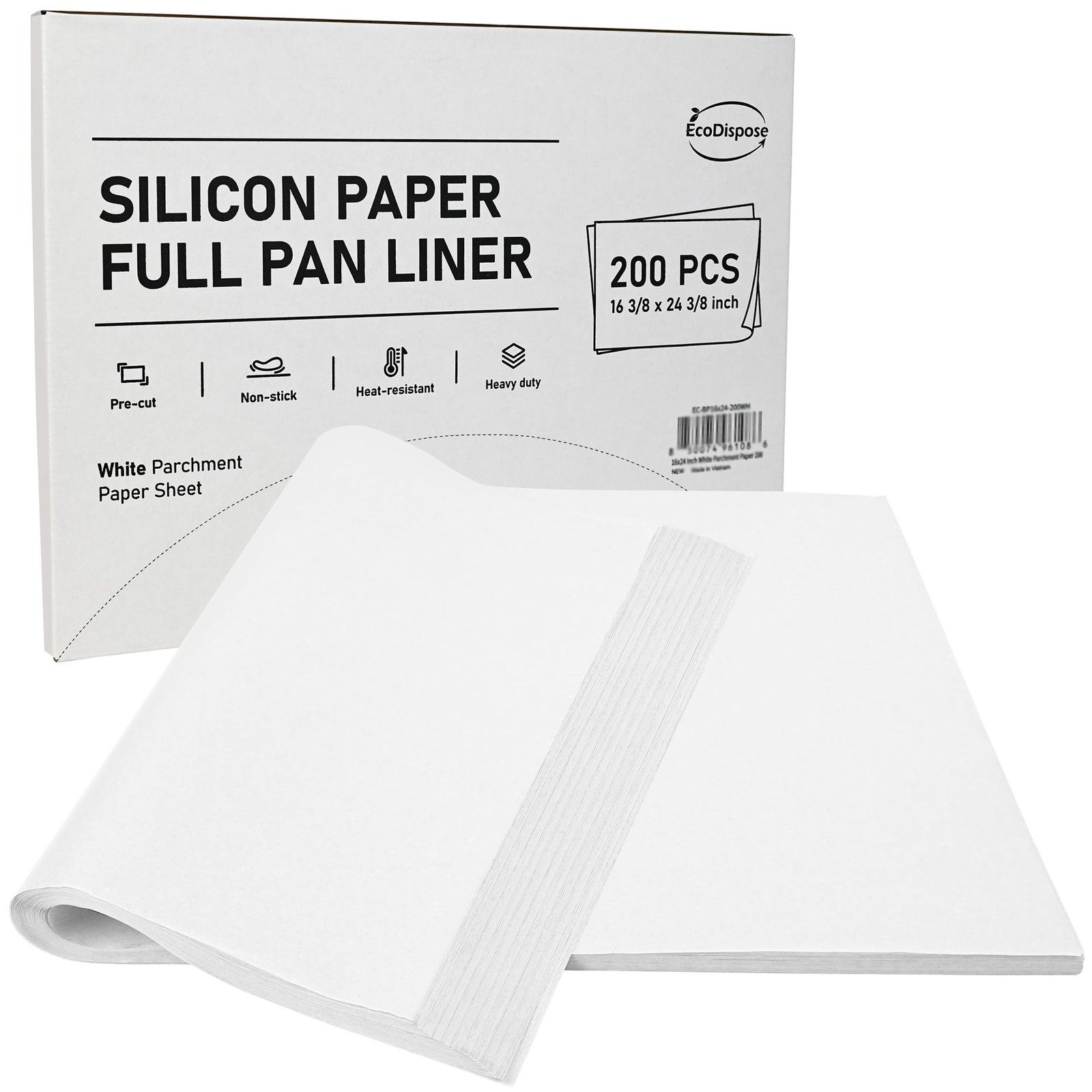 EcoDispose Non-Stick Precut Parchment Paper Baking Full pan-200PCS, White gallery