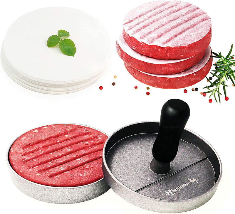 Burger Press 100 Patty Papers Set | Non-Stick Hamburger Press Patty Maker Mold w gallery