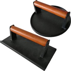 Heavy-Duty Cast Iron Smash Burger Press 2-Pack 7.1″ Round & Rectangle Griddle