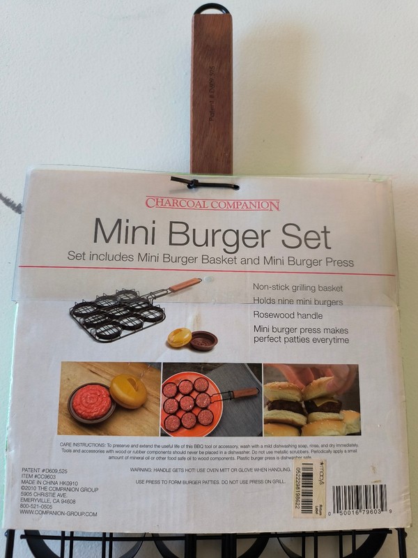 Charcoal Companion Grilled Sliders Mini Burger Set NOS gallery