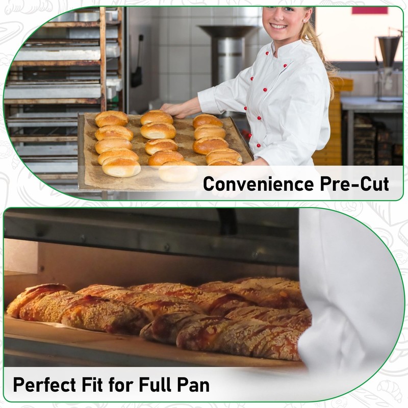 EcoDispose Non-Stick Precut Parchment 16-3/8" x 24-3/8"x200PCS, Unbleached gallery