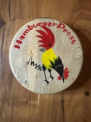 Vintage Wooden Hamburger Press Hand Painted Rooster Japan