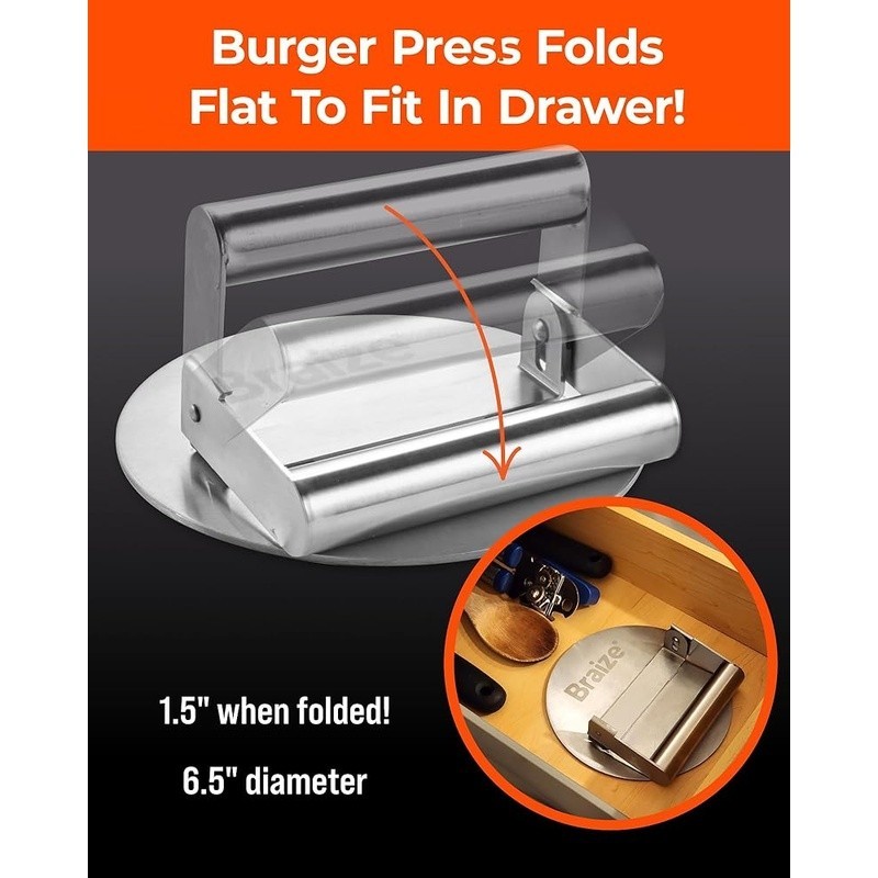 Complete Burger Press Kit Stainless Steel Spatula Spices Juicy Smash Burgers New gallery