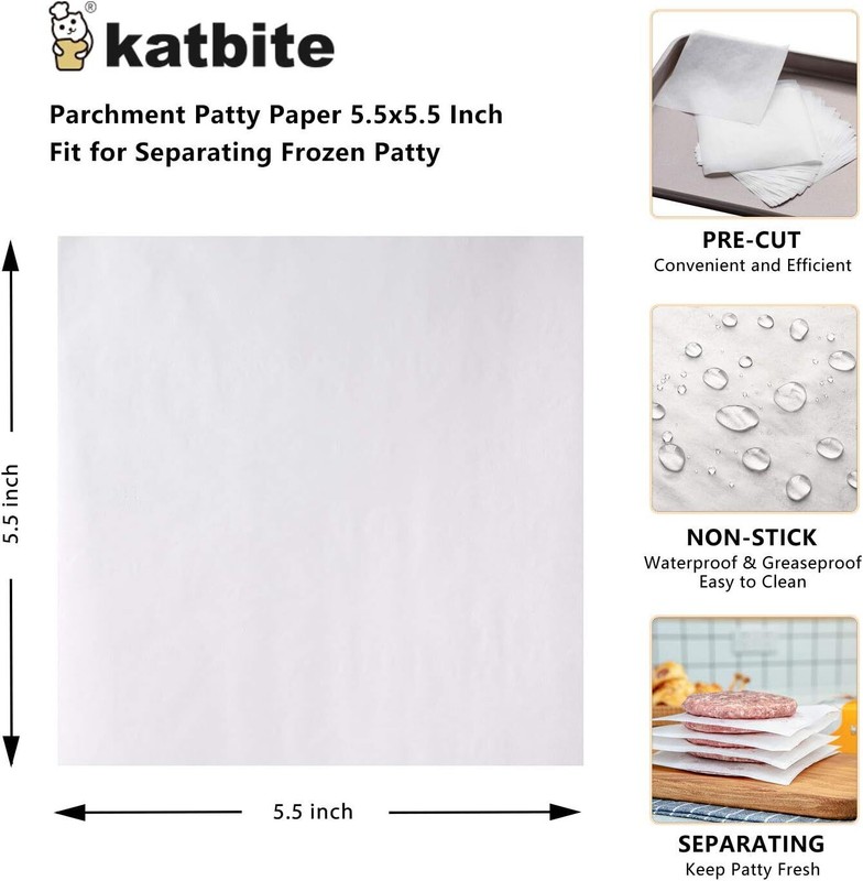 Katbite Hamburger Patty Paper 1000Pcs, 1000 Count (Pack of 1), White gallery