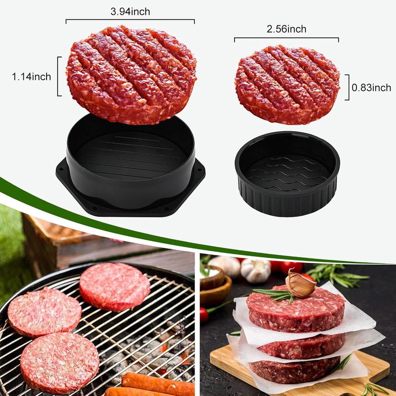 5PCS Smash Burger Press Kit - 4 in 1 Stuffed Burger Mold & 2 Cast Iron Presses gallery
