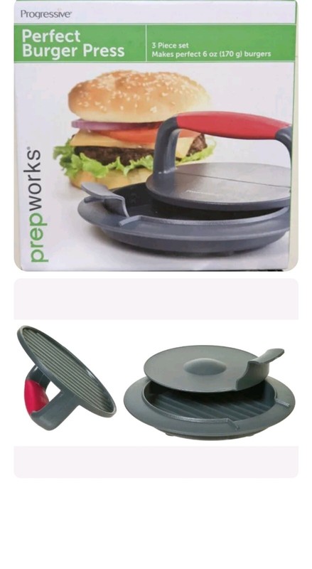 Progressive HPM-10 Gray and Red Plastic Dishwasher Safe Burger Press (3pcs) gallery