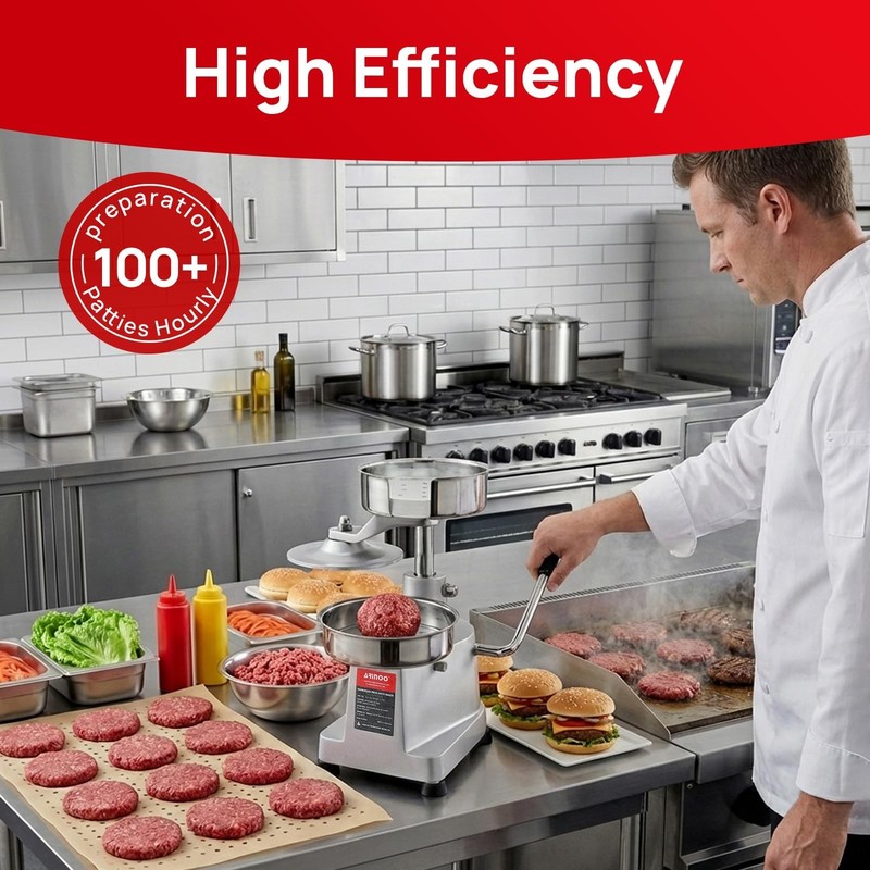 Commercial Burger Patty Maker, 4 Inch Stainless Steel Heavy Duty Burger Press... gallery