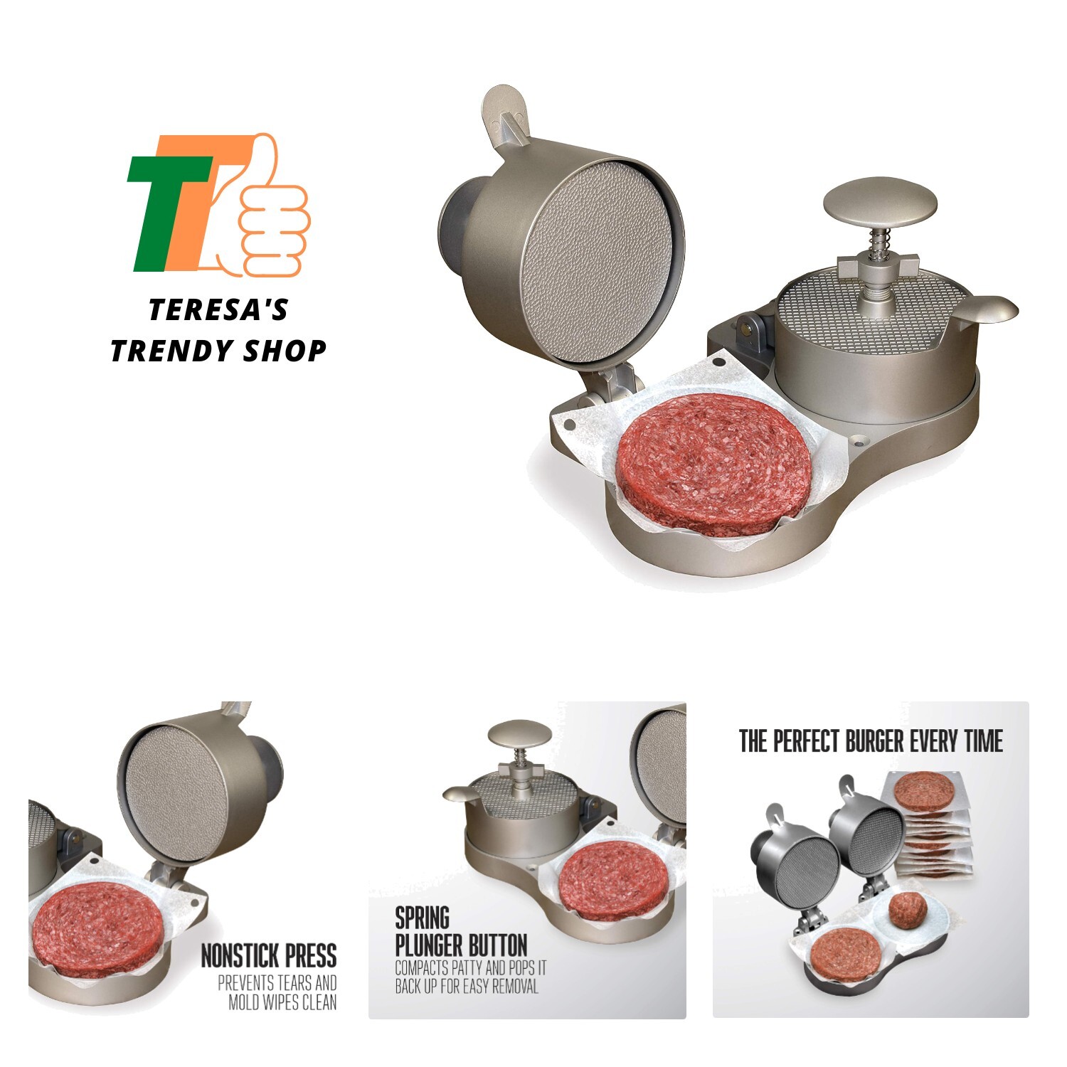 Burger Press, Makes 4 1/2" Diameter Patties for Hamburger, Crab Cakes, Sausag... gallery