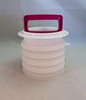 Vtg. Tupperware Hamburger Press Ring #1926 Pink Handle & 4 Stack Keepers w/lid gallery