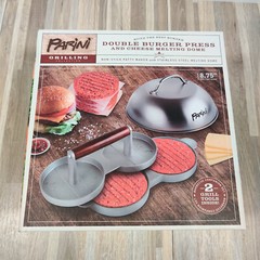 Parini Double Non-Stick Burger Press & Cheese Melting Dome 8.75″ NIB