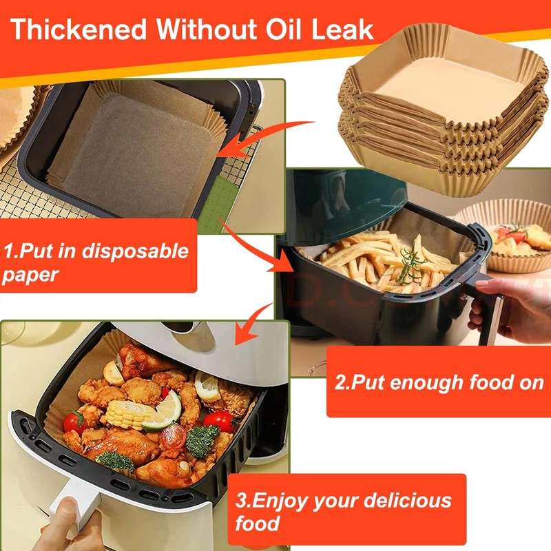Small Air Fryer Liners, Mini 2 2.1 2.6 5.5" Square, Natural gallery