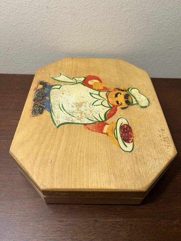 Vintage Volco Brand Hamburger Press Japanese Wood Painted Chef Made In Japan gallery
