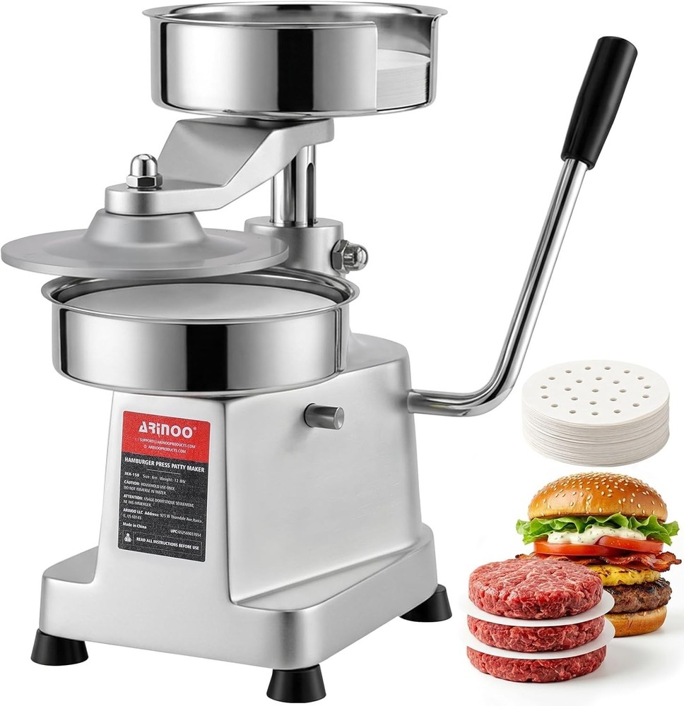 Commercial Burger Patty Maker 6", Stainless Steel Heavy Duty Burger Press Meat
