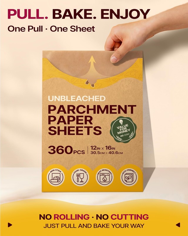 Katbite Parchment Paper Sheets 360 PCS, 12x16 Inch 360 Pcs, Brown gallery