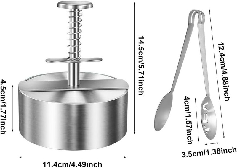 304 Stainless Steel Burger Press 4.5" Hamburger Press Patty Maker W/ Non-Stick gallery