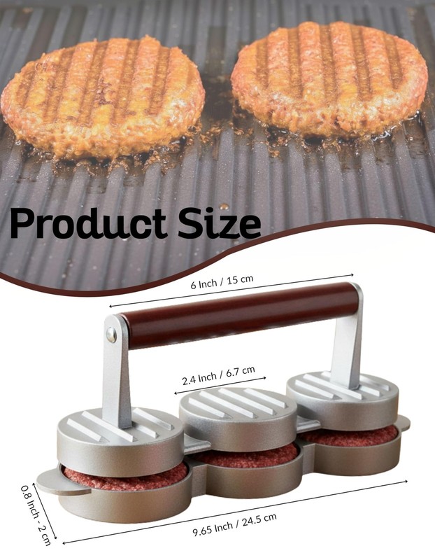 Mini Burger Press – 3-Slot Slider Patty Maker for Hamburgers, Veggie Burgers ... gallery