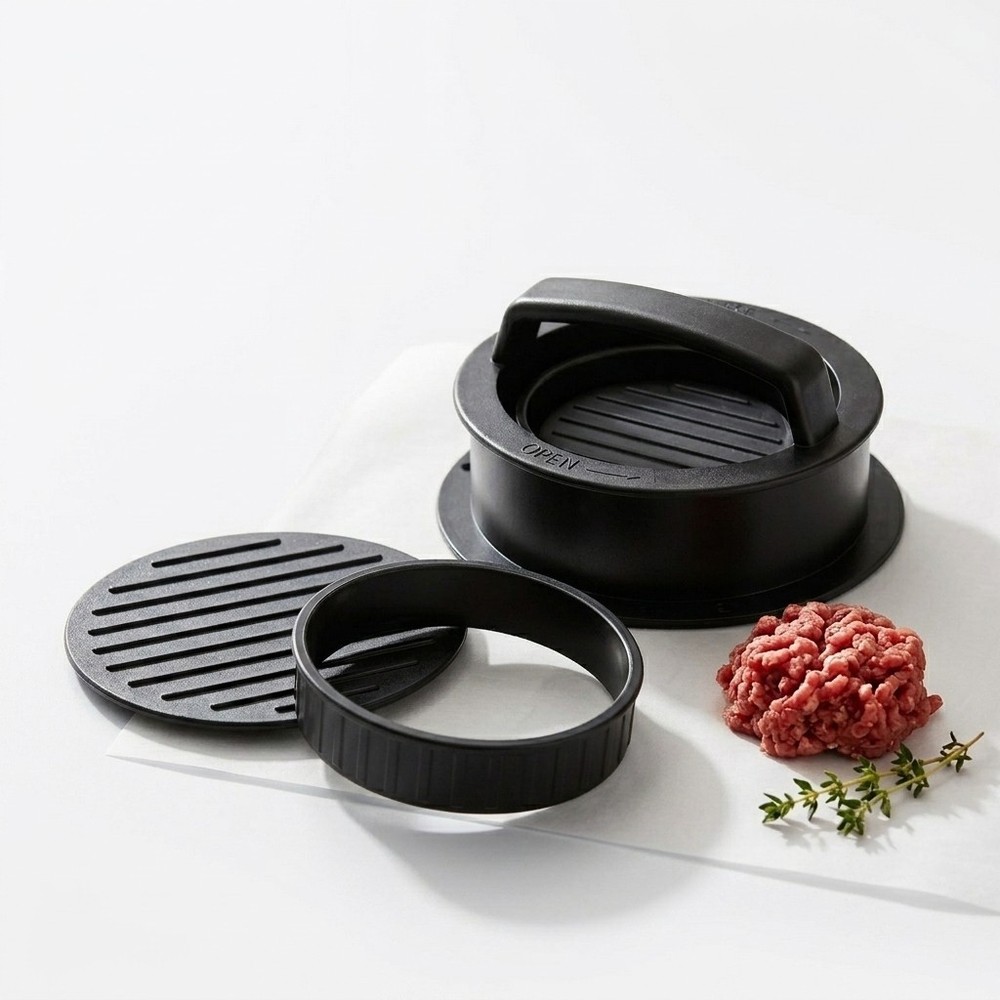 3 In 1 Burger Press Non Stick Patty Maker Official Stuffed BBQ Kitchen Mold Tool