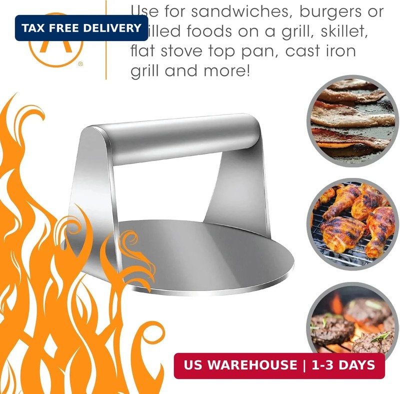 Outset Burger Smasher, Stainless Steel, 6" Grill Burger Press gallery