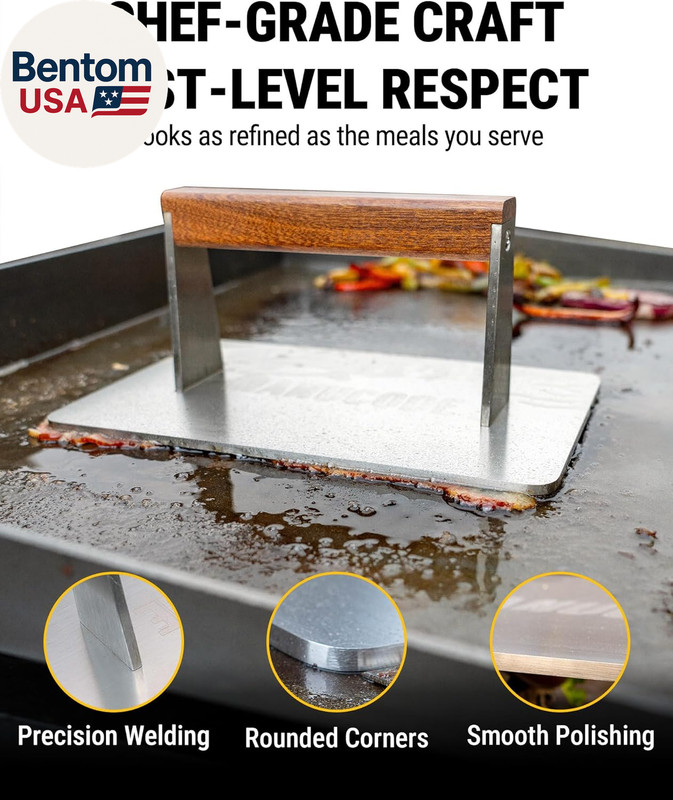 Stainless Steel Bacon Press - 3.2 LB Heavy Cooking Weight, Ideal for Flat Top Gr gallery
